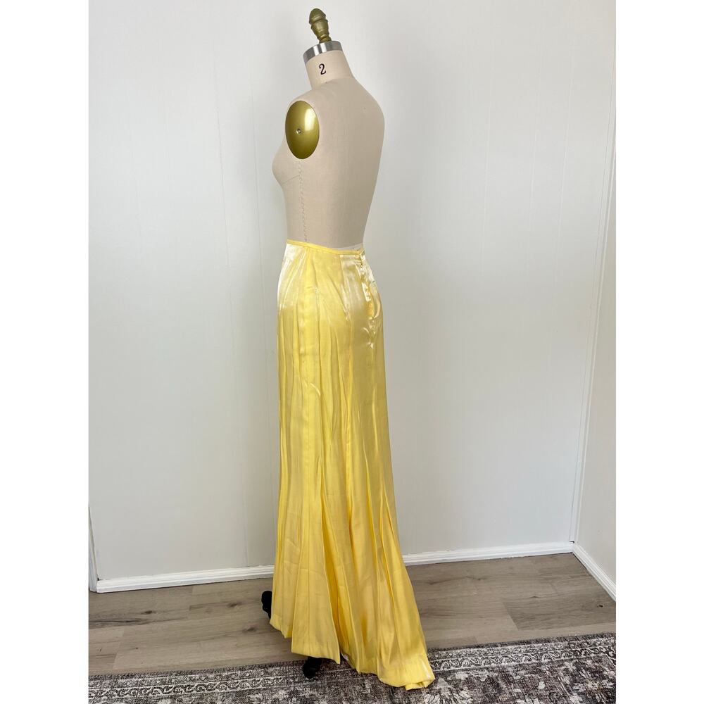 Vintage 90s‎ Y2K NWT Yellow Shiny Floor Length Maxi Skirt 6 Alyce Designs Formal